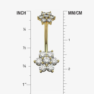 Gold Flower Belly Button Ring Piercing - Size Guide