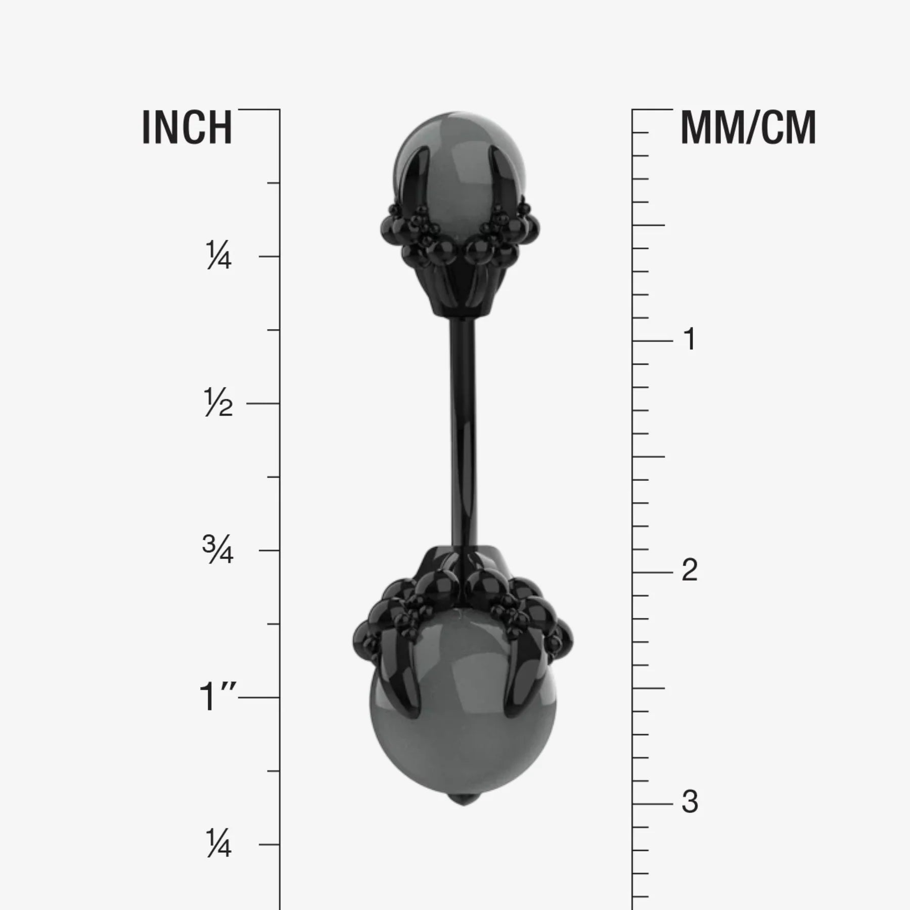 Black belly button ring with gray stone
