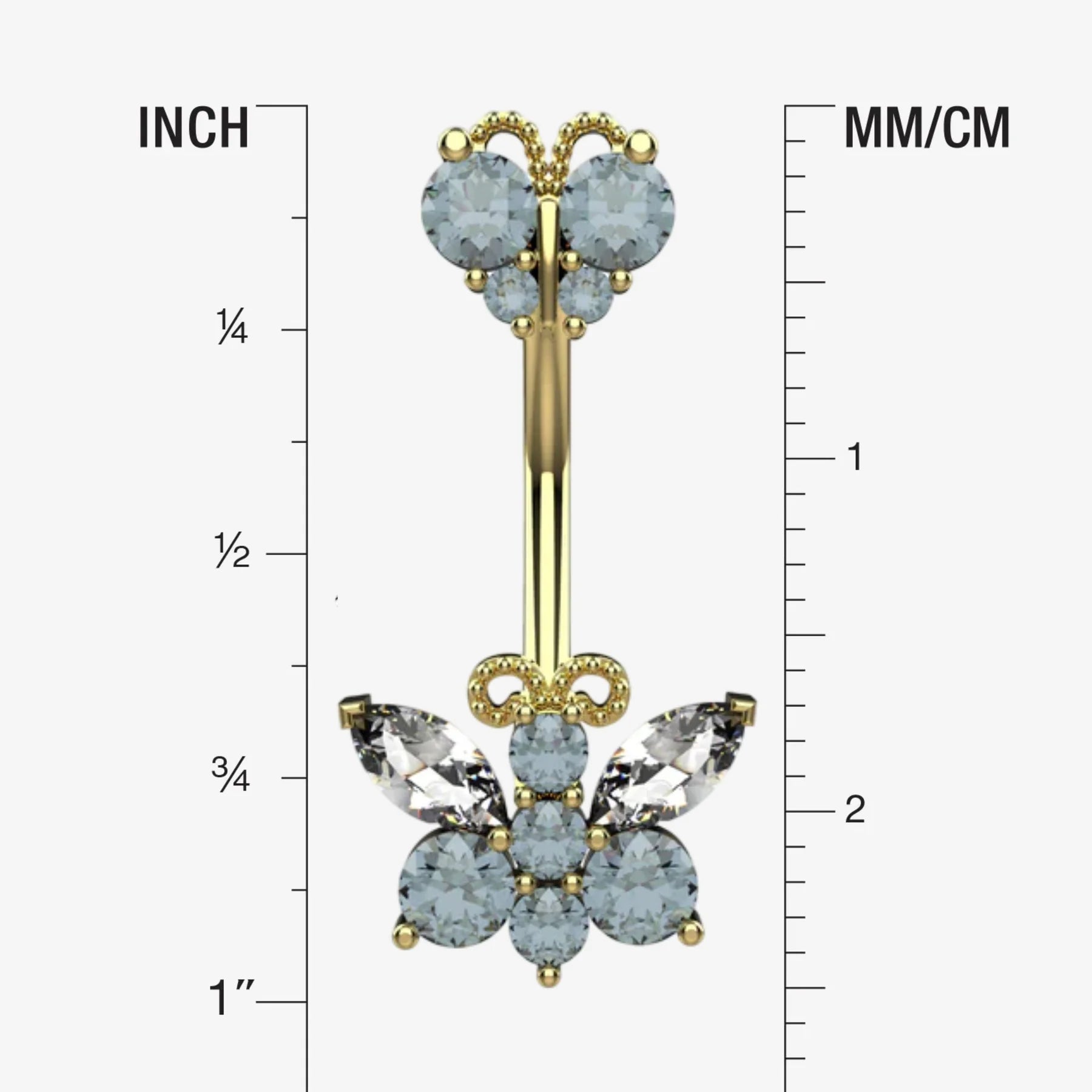 Silver Belly Button Ring Piercing - Size Guide