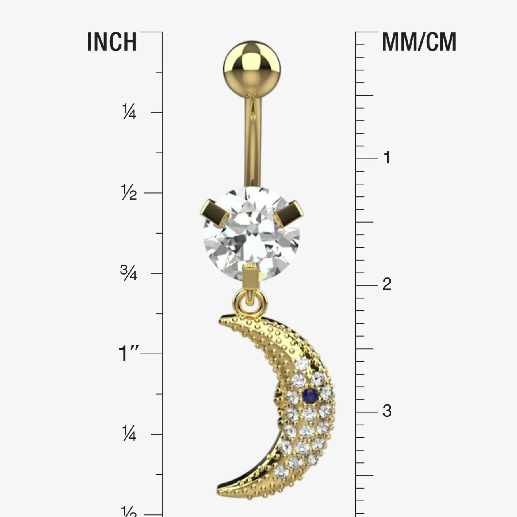 Silver Belly Button Ring Piercing - Size Guide