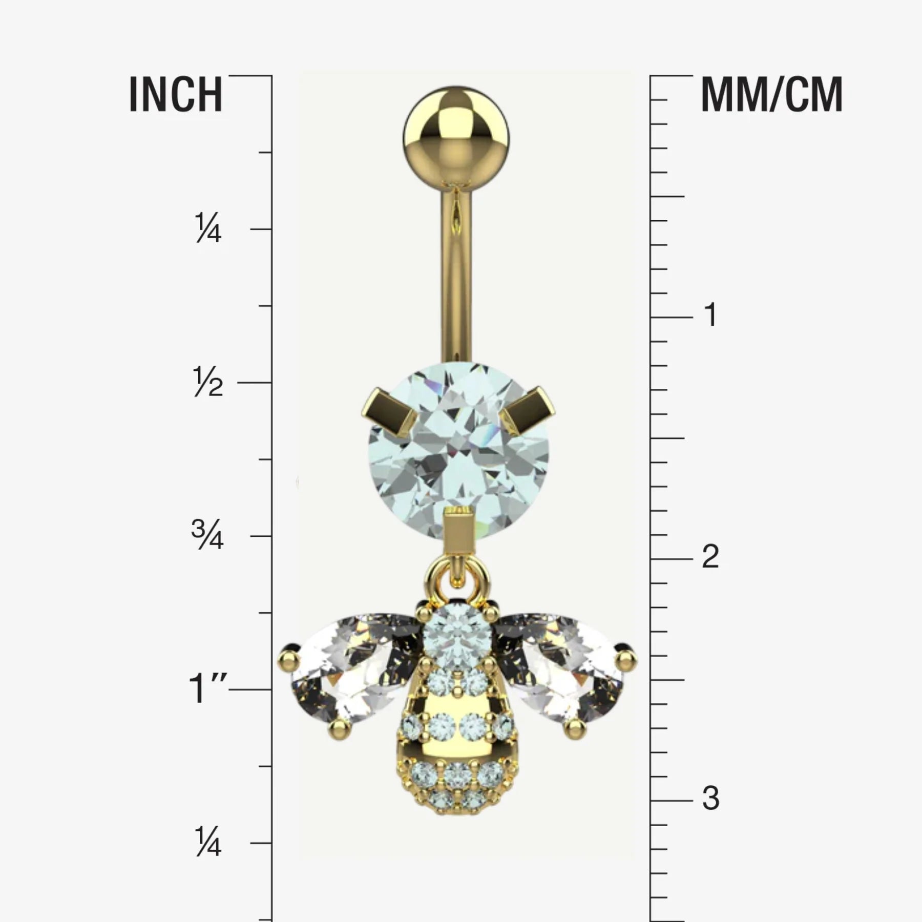 Silver Belly Button Ring Piercing - Size Guide