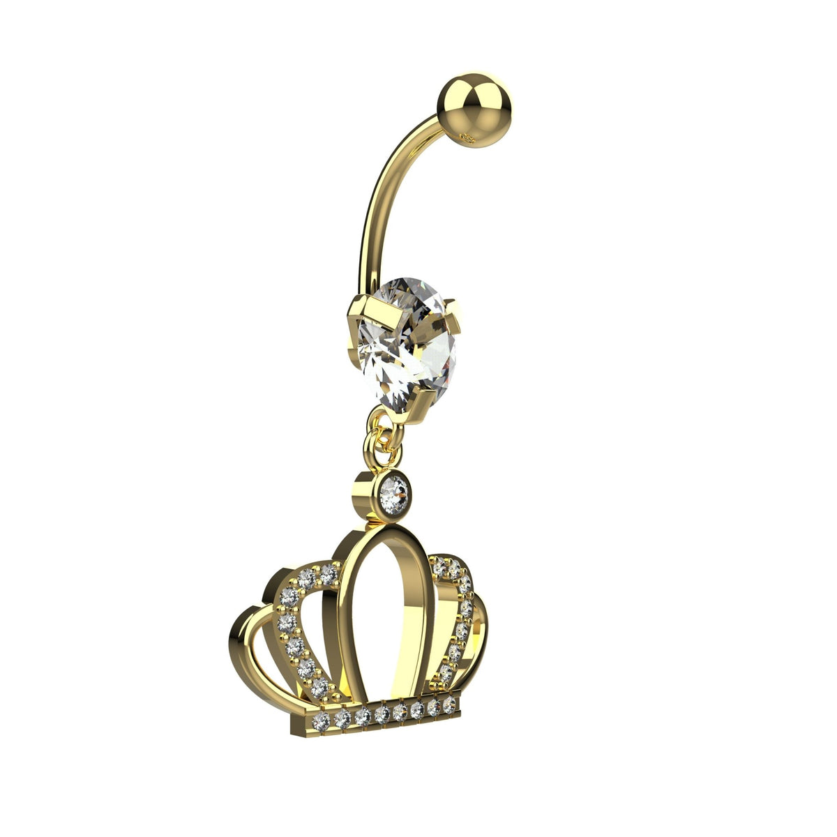 crown design silver belly ring - latest belly ring jewellery for indian women - IndoLibas