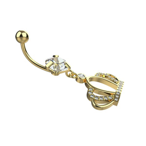 crown design silver belly ring - latest belly ring jewellery for indian women - IndoLibas
