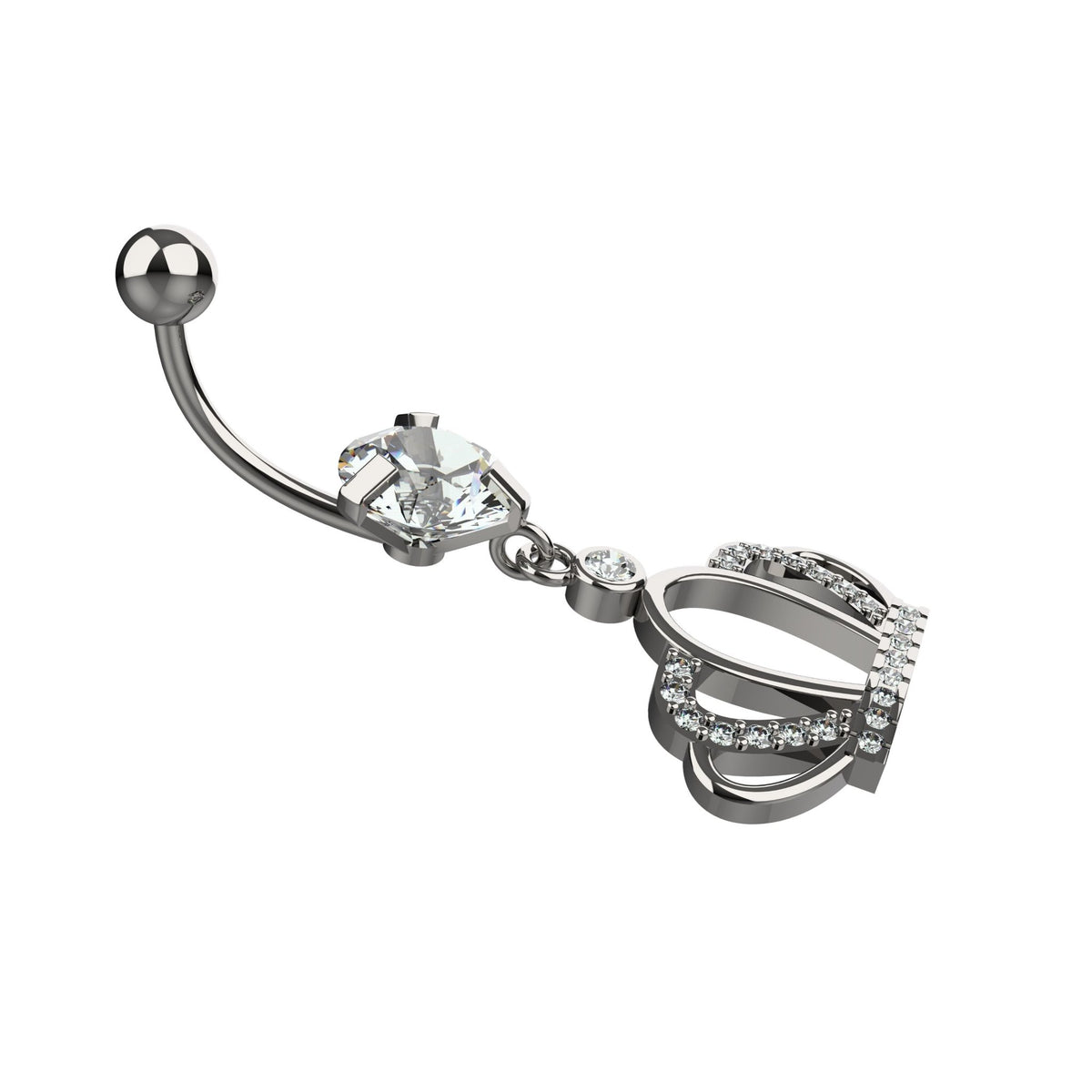 crown design silver belly ring - latest belly ring jewellery for indian women - IndoLibas