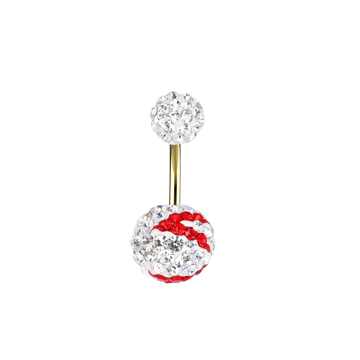 Crystal Ball Banana Bar Stud - Belly Piercing Ring - IndoLibas