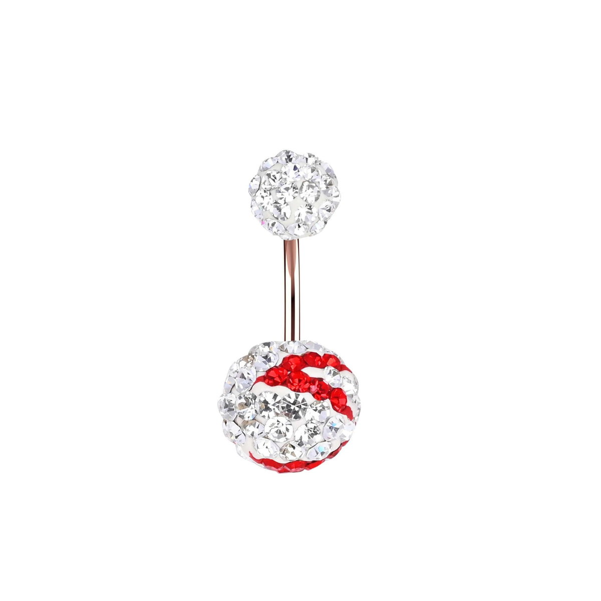 Crystal Ball Banana Bar Stud - Belly Piercing Ring - IndoLibas