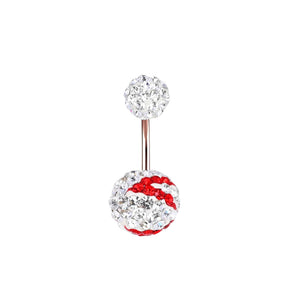 Crystal Ball Banana Bar Stud - Belly Piercing Ring - IndoLibas