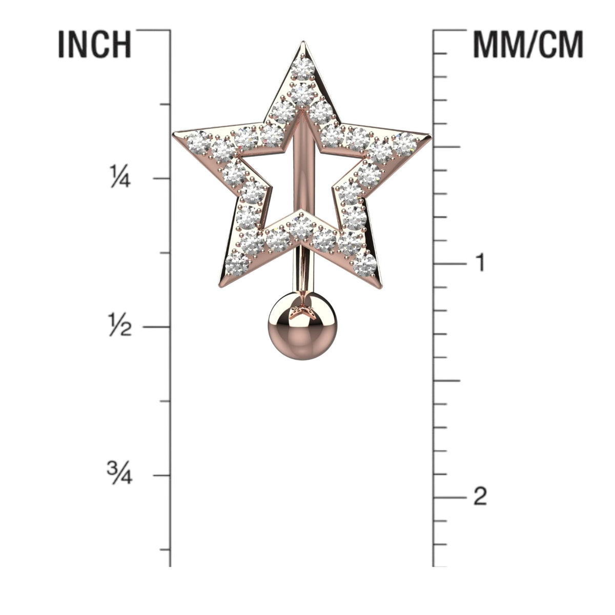 Crystals Star Navel Ring - Reverse Navel Piercing - IndoLibas