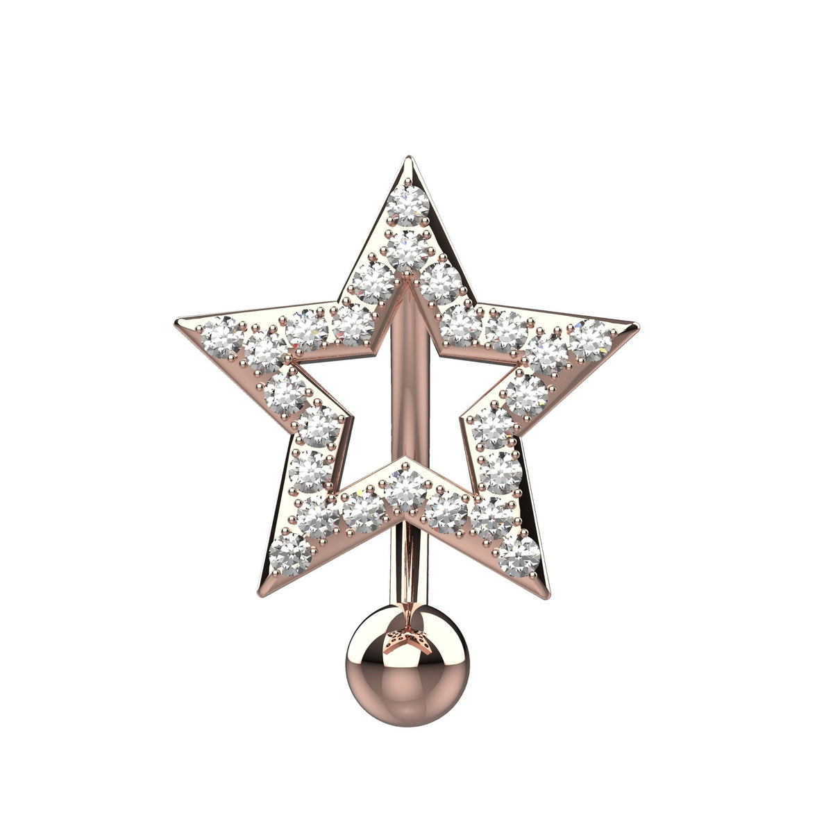 Crystals Star Navel Ring - Reverse Navel Piercing - IndoLibas