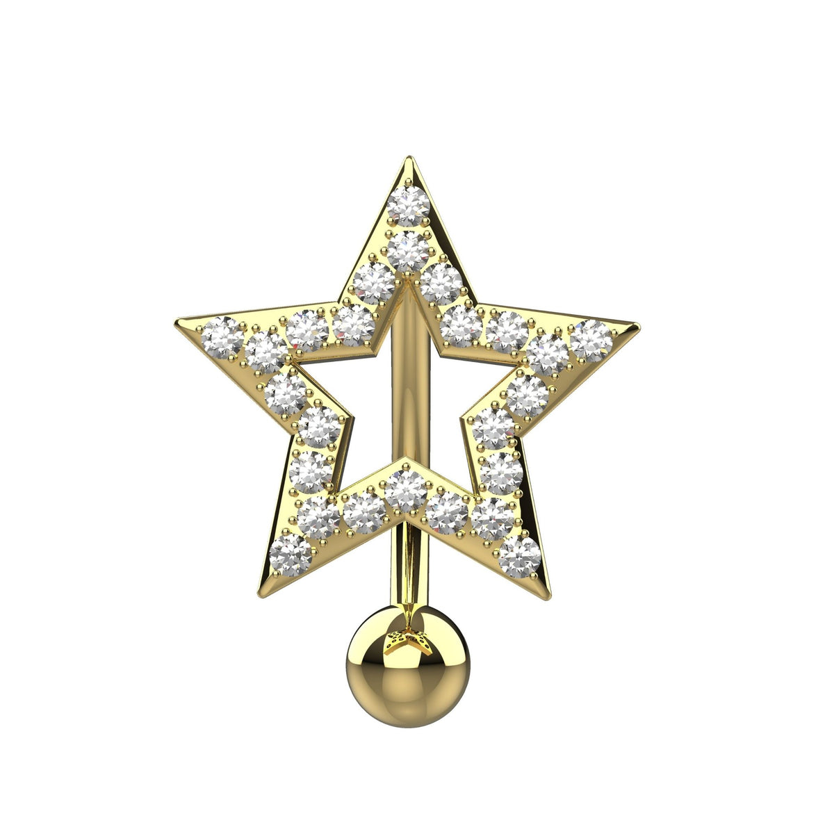 Crystals Star Navel Ring - Reverse Navel Piercing - IndoLibas