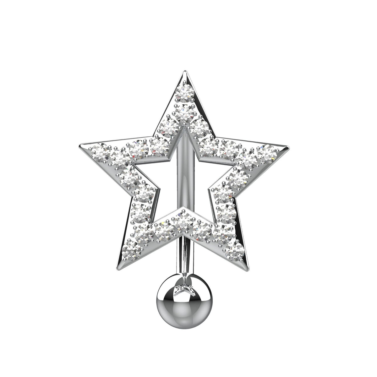 Crystals Star Navel Ring - Reverse Navel Piercing - IndoLibas