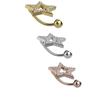 Crystals Star Navel Ring - Reverse Navel Piercing - IndoLibas