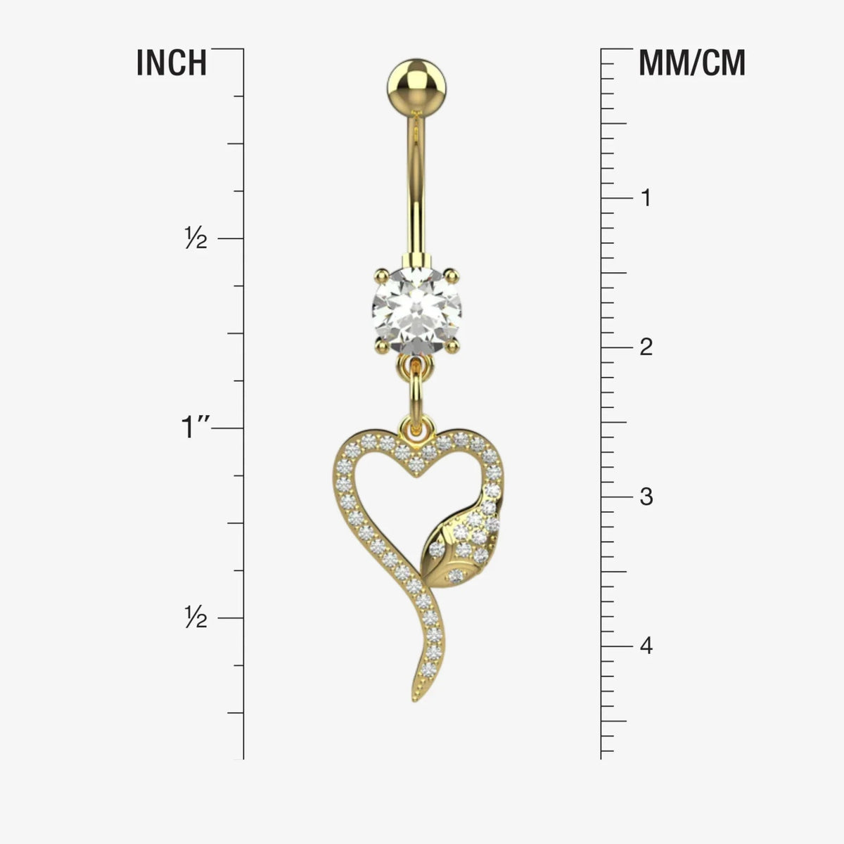 Dangling Snack Belly Ring – Stylish Belly Button Ring with Heart Design - IndoLibas