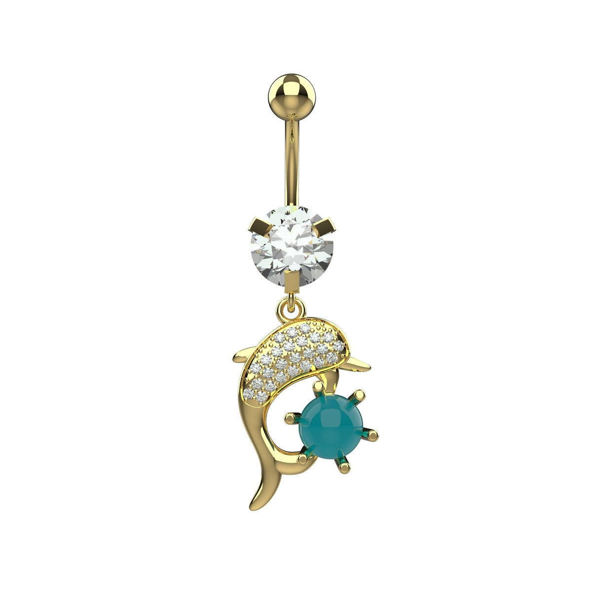 dolphin belly button ring – cute belly button piercing jewellry for women - IndoLibas