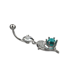 Dolphin charm with smooth metal body and clear CZ crystal accents