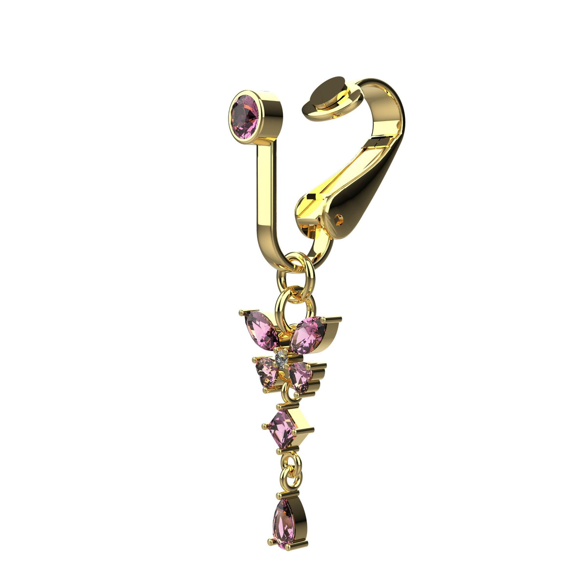 Silver finish stainless steel faux belly ring clip-on style