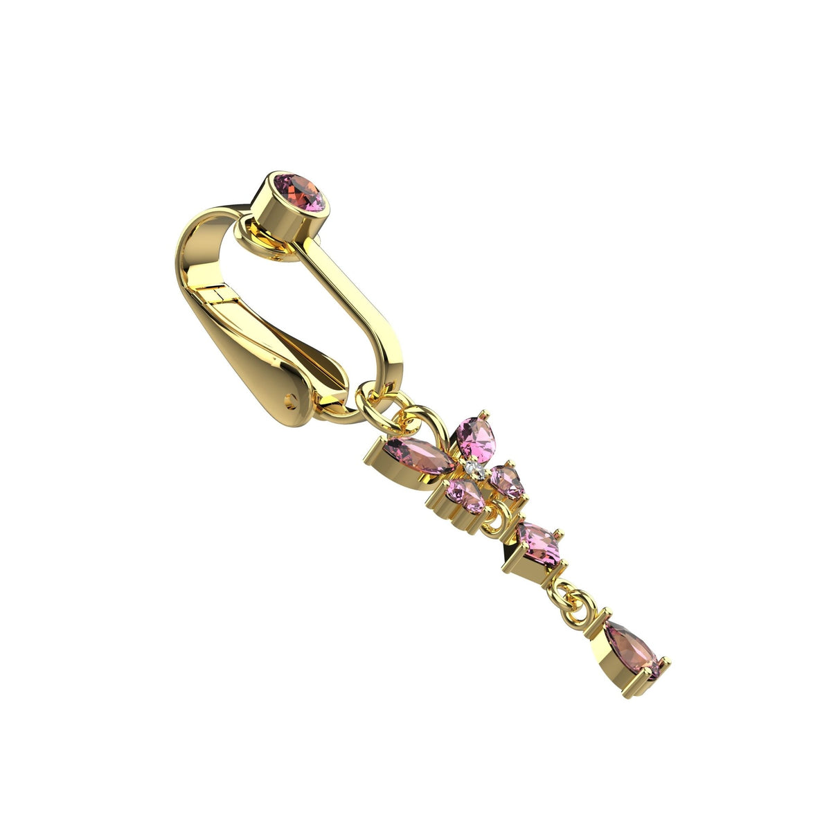 Minimalist clip-on belly ring with no crystal embellishments