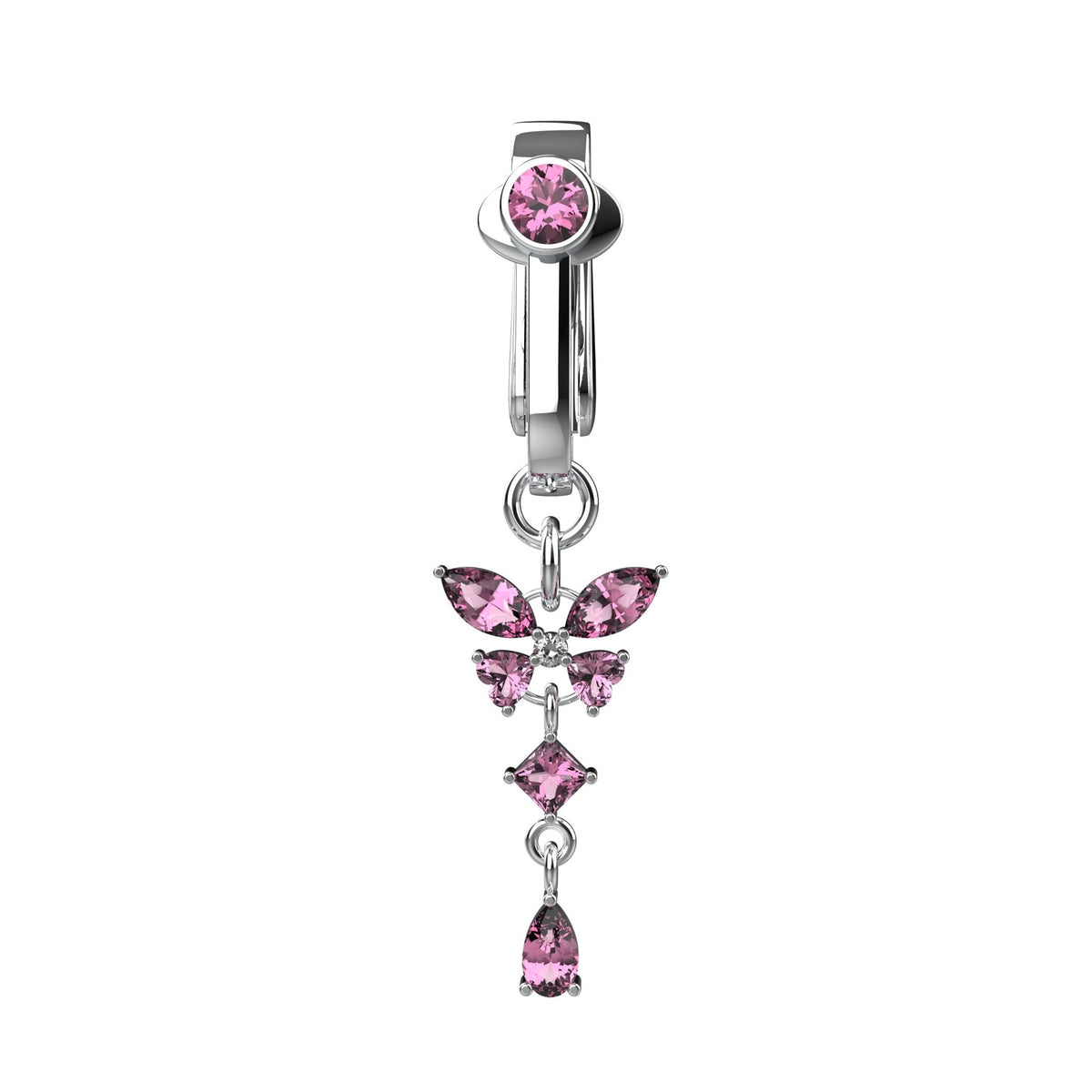 Minimal stainless steel clip-on belly jewellery without stones