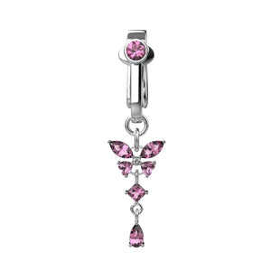 Minimal stainless steel clip-on belly jewellery without stones