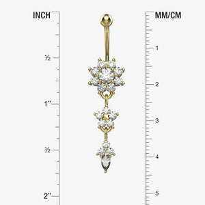 Large upper flower formed from sparkling clear CZ crystals