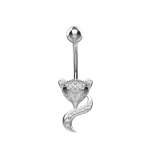 Sweeping curved fox tail paved with clear cubic zirconia crystals