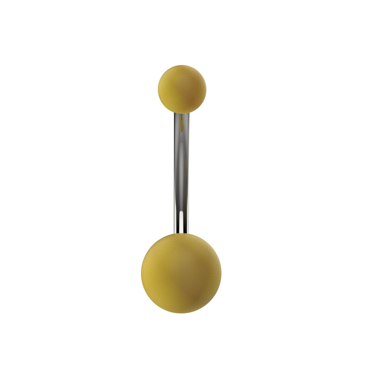 Larger matte gold bottom ball on curved belly button ring