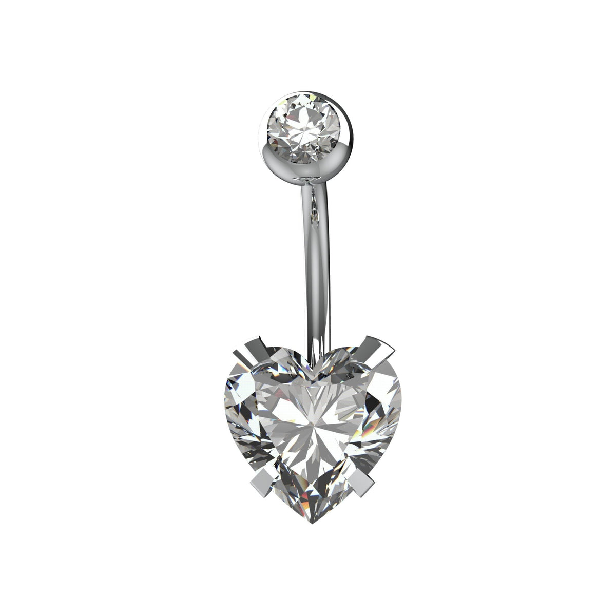 Round clear CZ top ball in smooth polished metal bezel setting