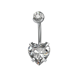 Round clear CZ top ball in smooth polished metal bezel setting