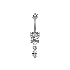 Two smaller heart shaped CZ crystals hanging from a chain