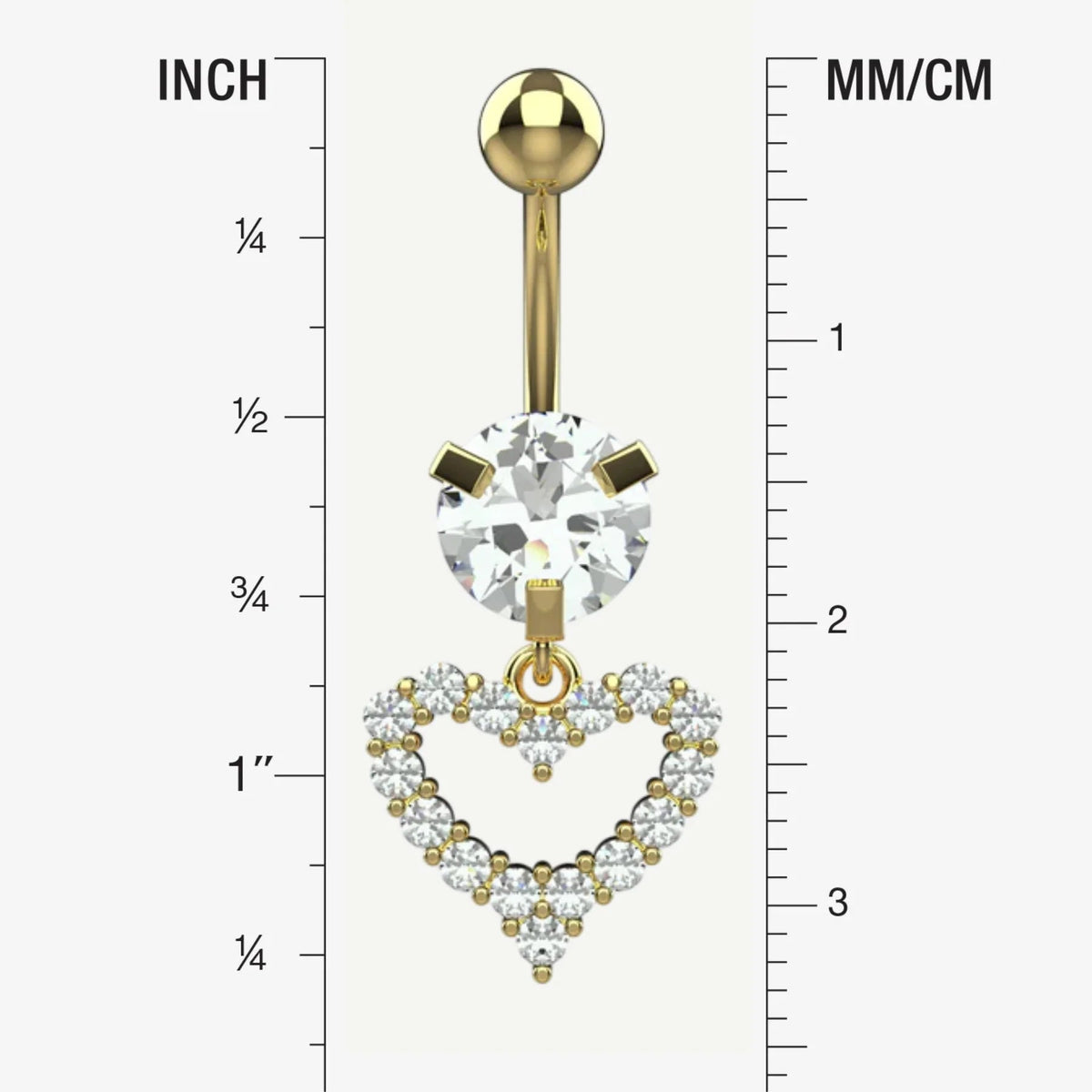 Open heart outline dangle covered in small clear CZ crystals