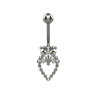 heart design belly ring – cute belly button piercing navel jewellery india - IndoLibas