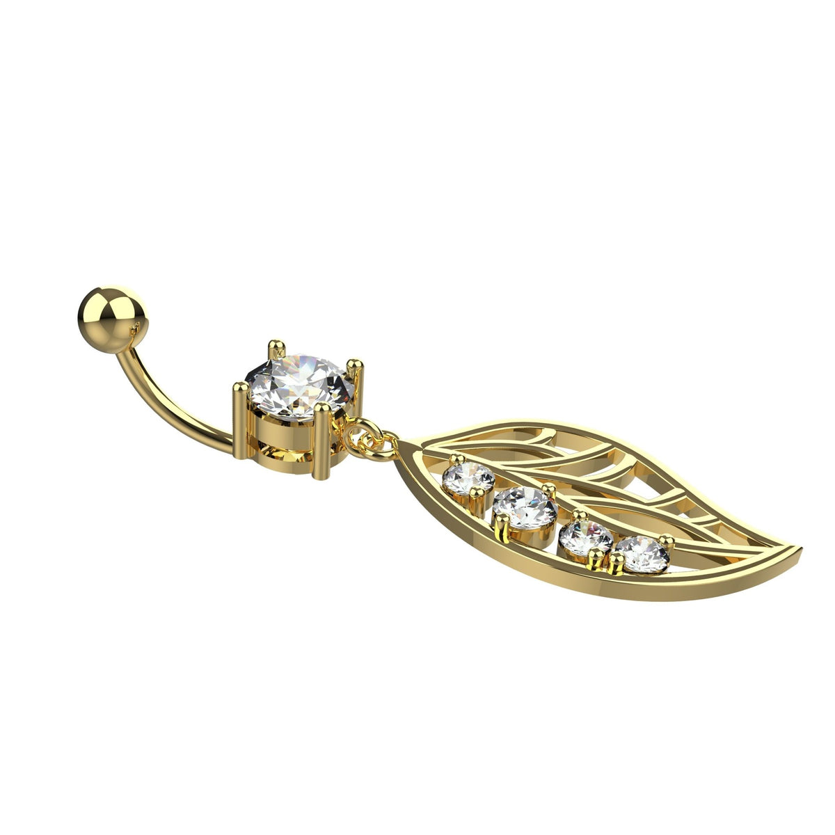 Stainless steel 14G 10mm curved bar with openwork leaf dangle