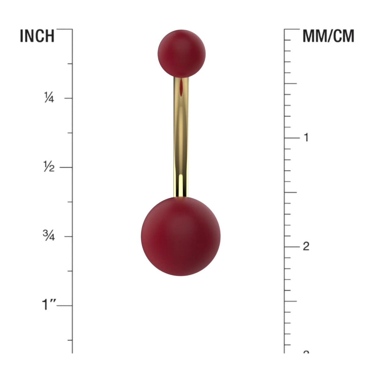 Smaller matte dark red stainless steel top ball on navel ring