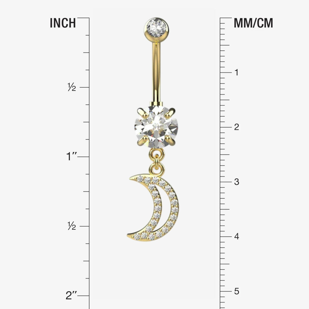 Moon Belly Button Ring - Crescent Navel Piercing Jewelry - IndoLibas