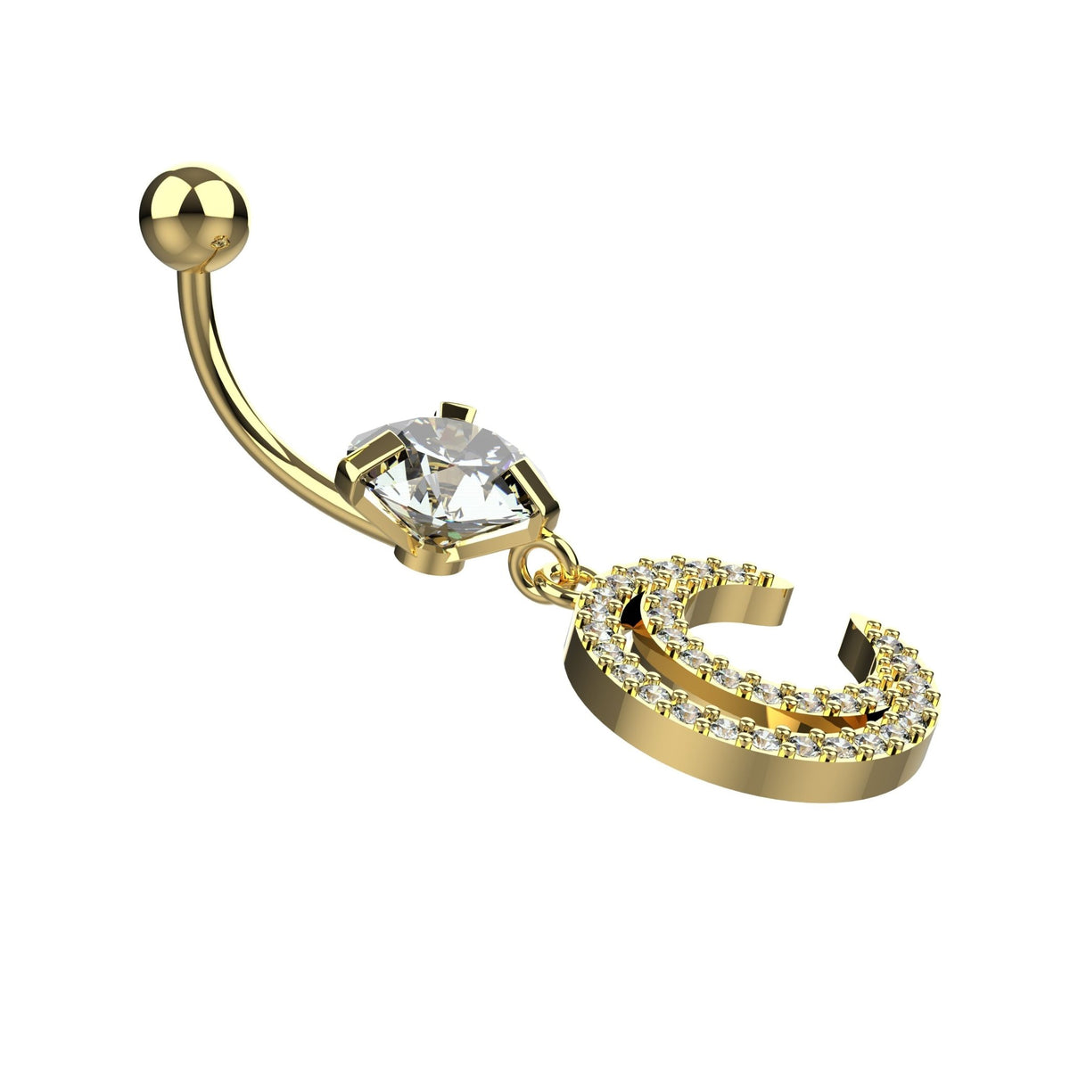 Stainless steel 14G 10mm double moon dangle belly piercing