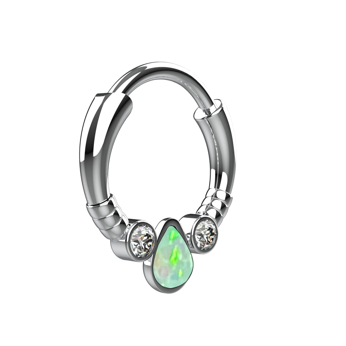 opal stone septum nose ring - traditional south indian nose piercing jewellery - IndoLibas