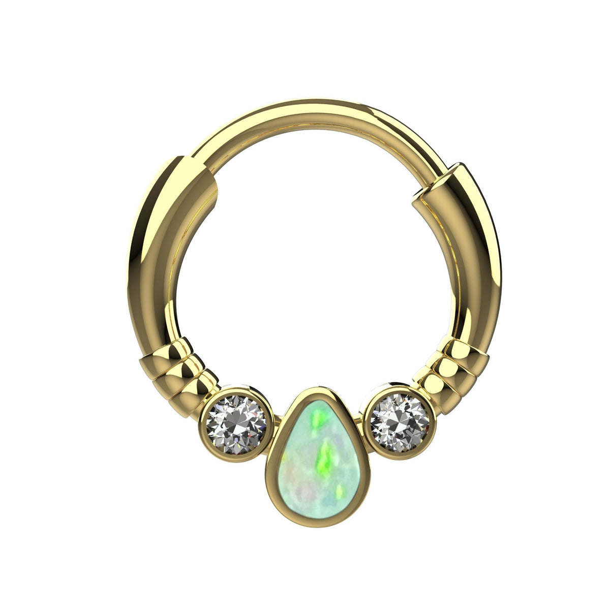 opal stone septum nose ring - traditional south indian nose piercing jewellery - IndoLibas