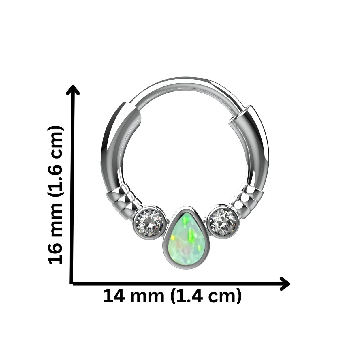 opal stone septum nose ring - traditional south indian nose piercing jewellery - IndoLibas