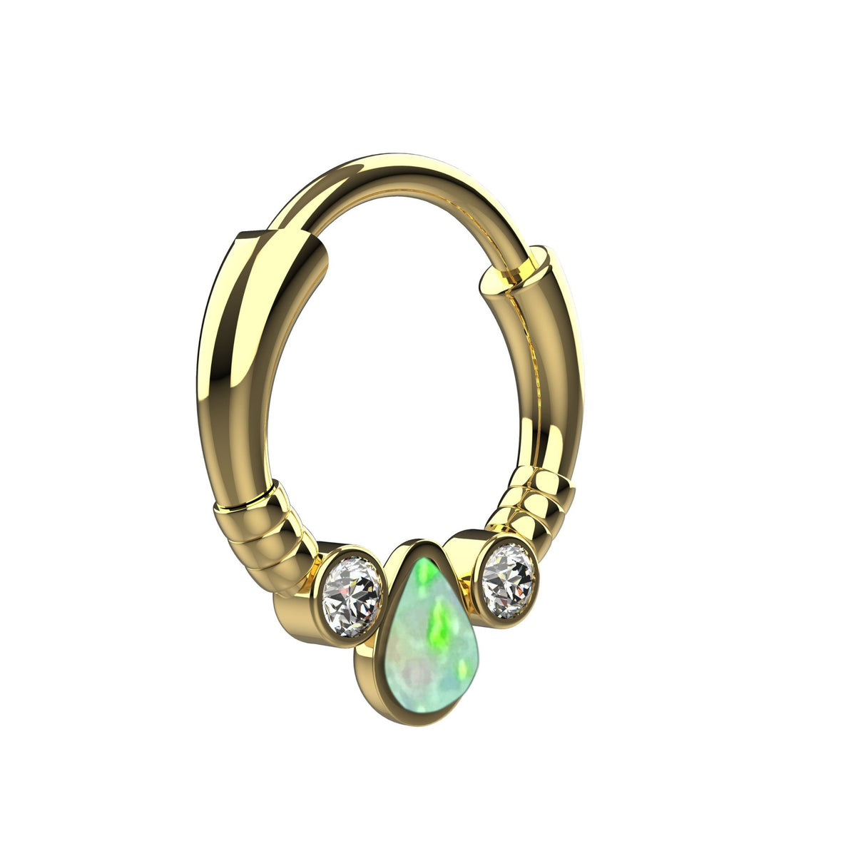 opal stone septum nose ring - traditional south indian nose piercing jewellery - IndoLibas