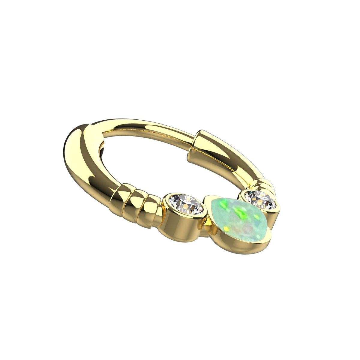 opal stone septum nose ring - traditional south indian nose piercing jewellery - IndoLibas