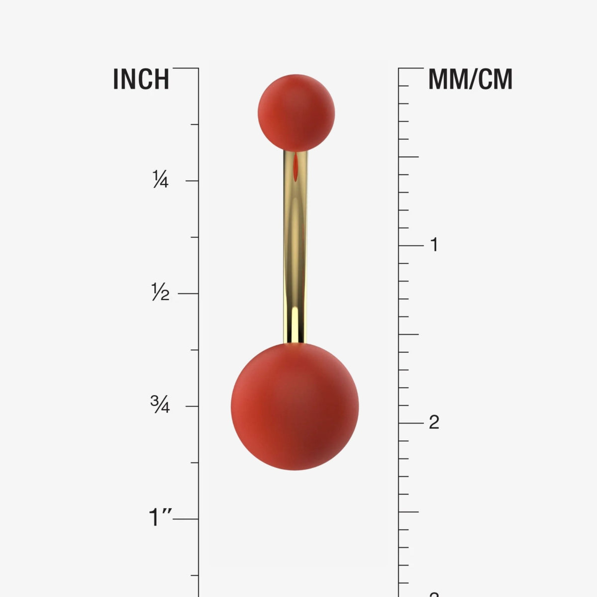 Smaller matte red top ball on 316L stainless steel navel ring