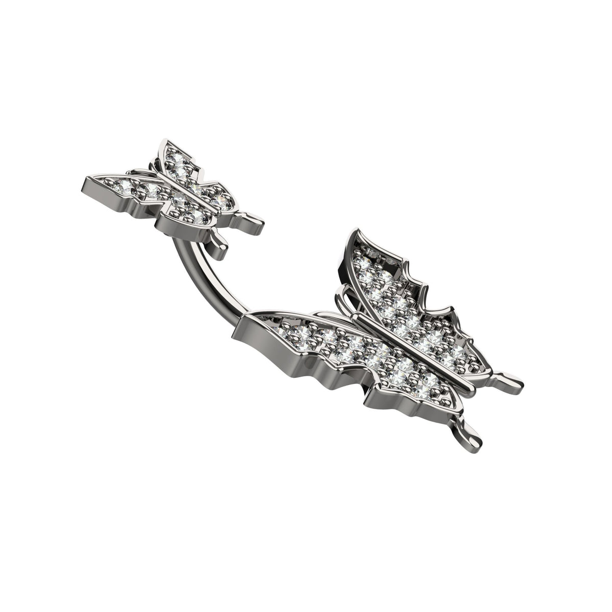 Close detail of fixed large and small CZ butterfly decorations
