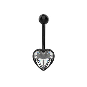 Sky Blue heart CZ belly ring with matching bar and top ball