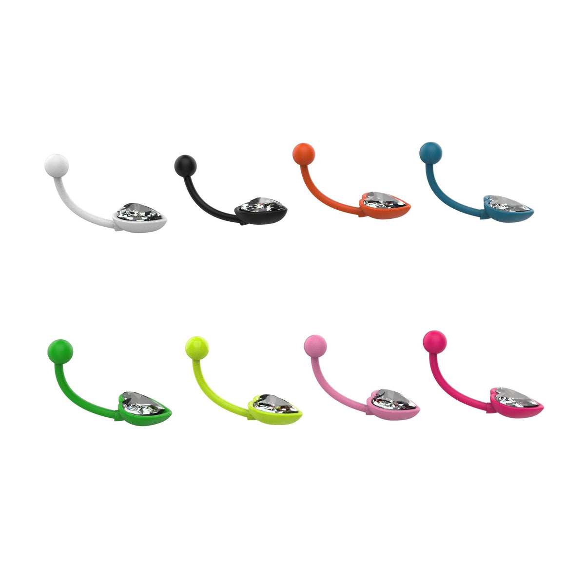 14G 10mm heart CZ belly button ring showing colourful design