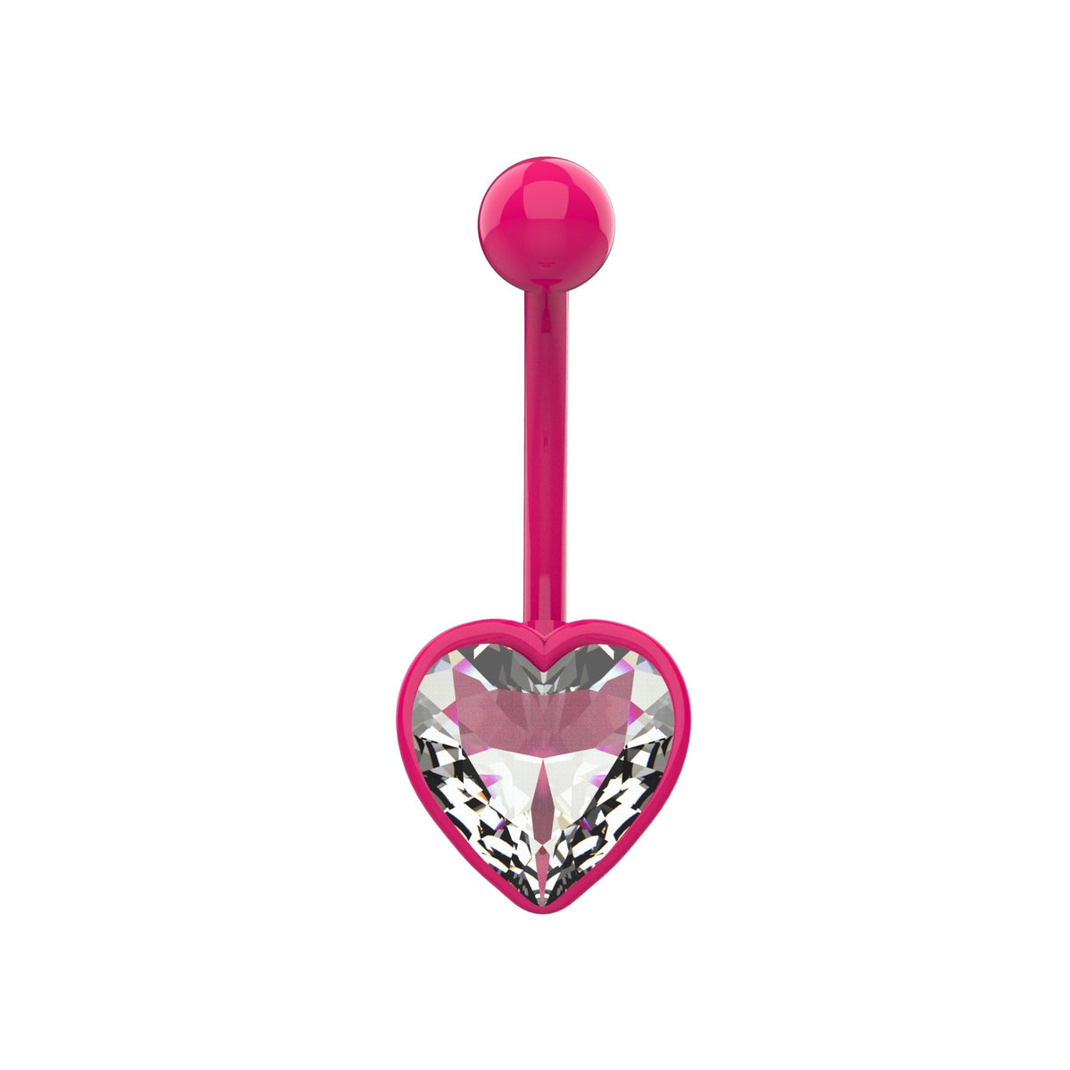 Black heart CZ navel ring with colour matched heart rim