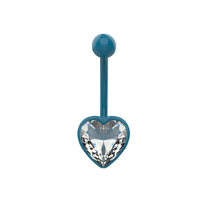 Parrot Green heart CZ belly button ring colour variant