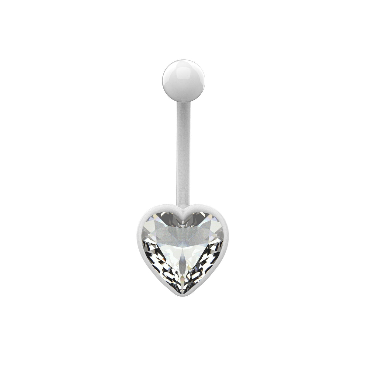 Hot Pink heart CZ belly button ring with matching top ball