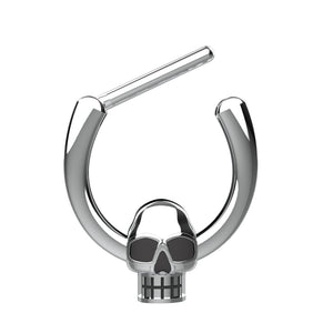 skull septum ring silver - tribal traditional indian nose jewellery - IndoLibas