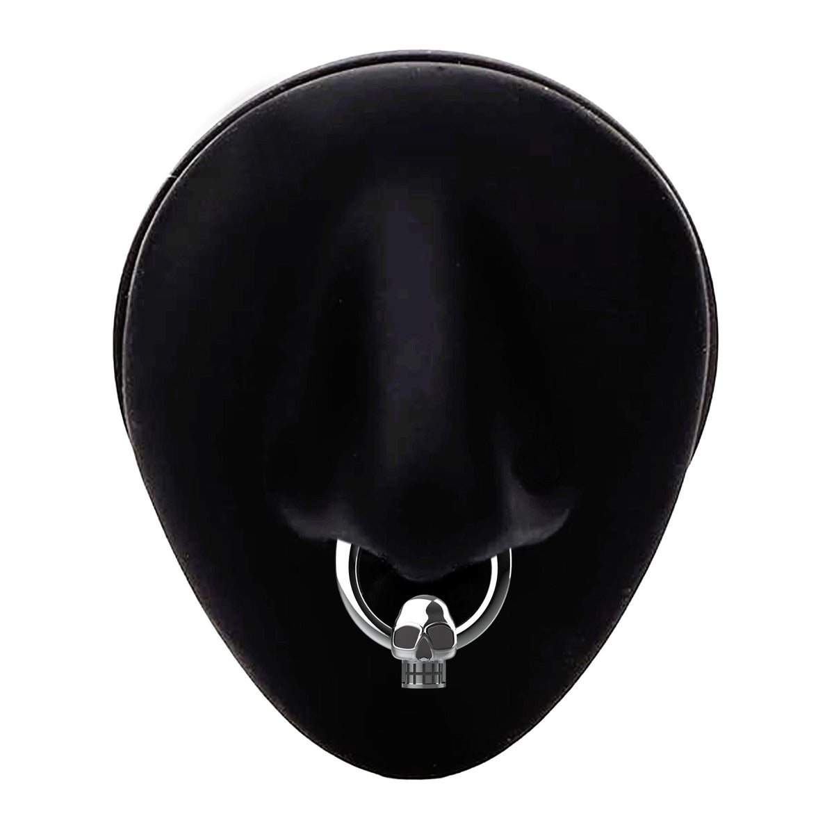 skull septum ring silver - tribal traditional indian nose jewellery - IndoLibas