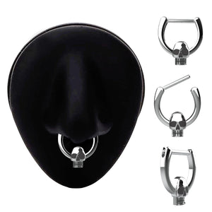 skull septum ring silver - tribal traditional indian nose jewellery - IndoLibas